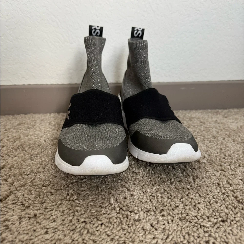 Michael Kors Knit Slip On Sneakers in Black, Silver, and White